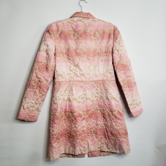 Bianca Nygard Elegant Pink Floral Coat Brocade Style Size 10 Spring Flowers - Picture 5 of 16